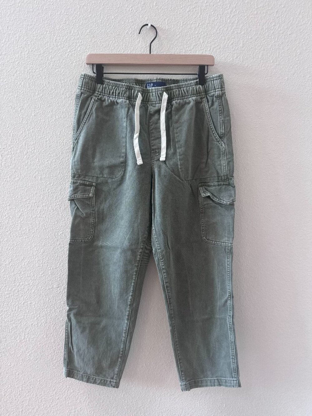 GAP Olive Green Cargo Jogger Pants with White Drawstring